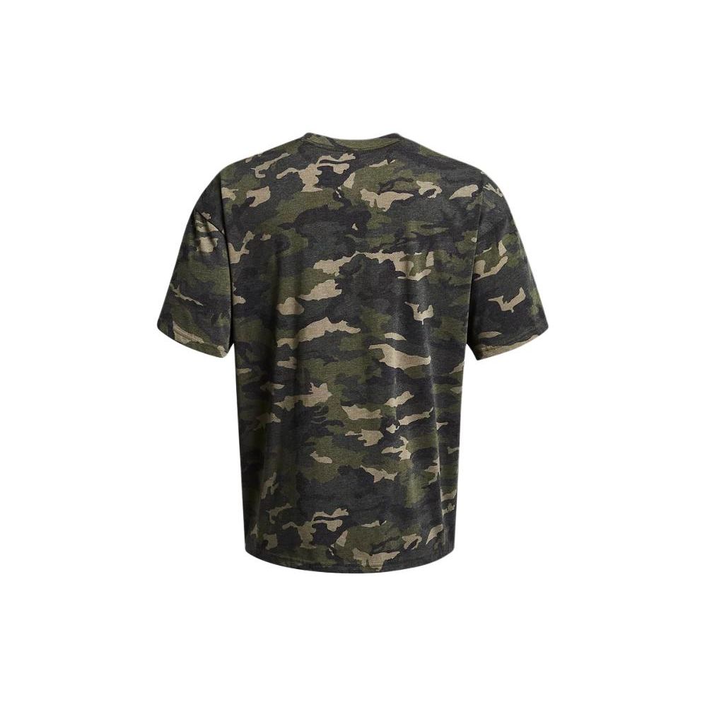 Under Armour Camouflage Ribbed Crew Neck Pullover Short Sleeve Drop Shoulder T-Shirt Men Tops Guard-Green 1382897-391