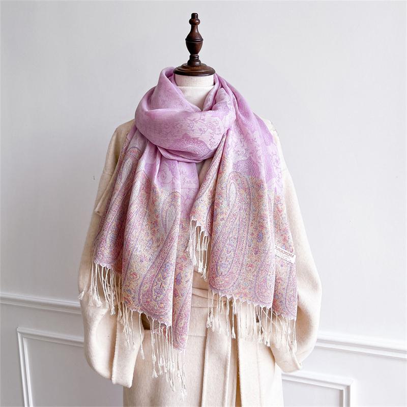 Luxury Brand Autumn Cashmere Pashmina Shawl Lady Wrap Warm Silk Scarves Design Print Female Foulard Hijab Stoles Scarf