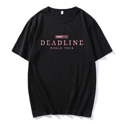 Korean Band Fashion Print Cotton T Shirt BLACK and PINK WORLD TOUR DEADLINE T-shirt Summer Short Sleeve  Unisex Streetwear
