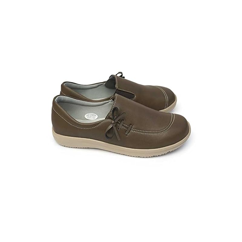 [Pansy] Women's Shoes 1366 Slip-on Wide Fit 4E Ribbon Antibacterial Lightweight Brown 23.0cm