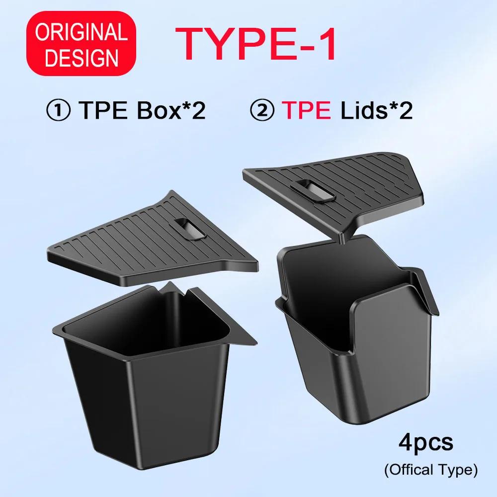 Trunk Side Storage Bins For Tesla Model Y Juniper 2025 Cargo Compartment Organizer Bucket TPE Box & Carpet Lids