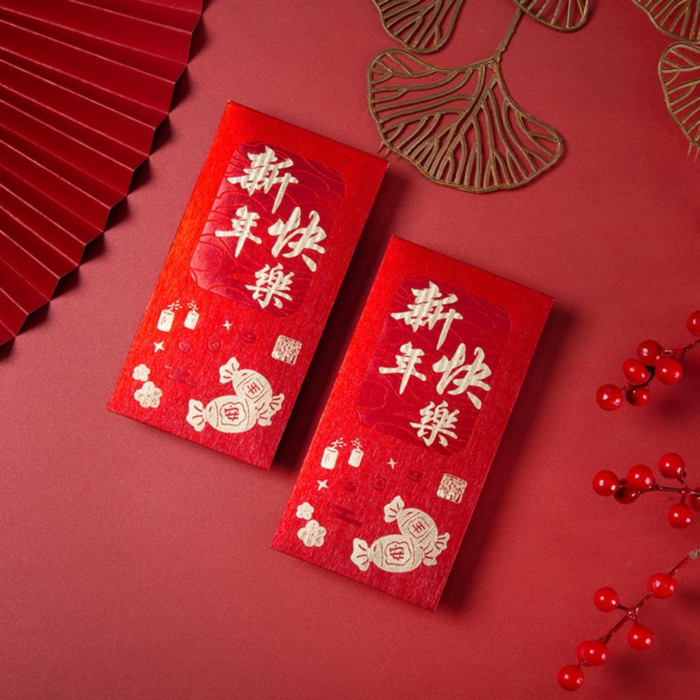 6pcs Traditional Red Pocket Hot Stamping Hongbao Festive Decor Horse Year Red Envelope  Birthday