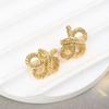 French Gold Bow Knot Stud Earrings In S925 Silver