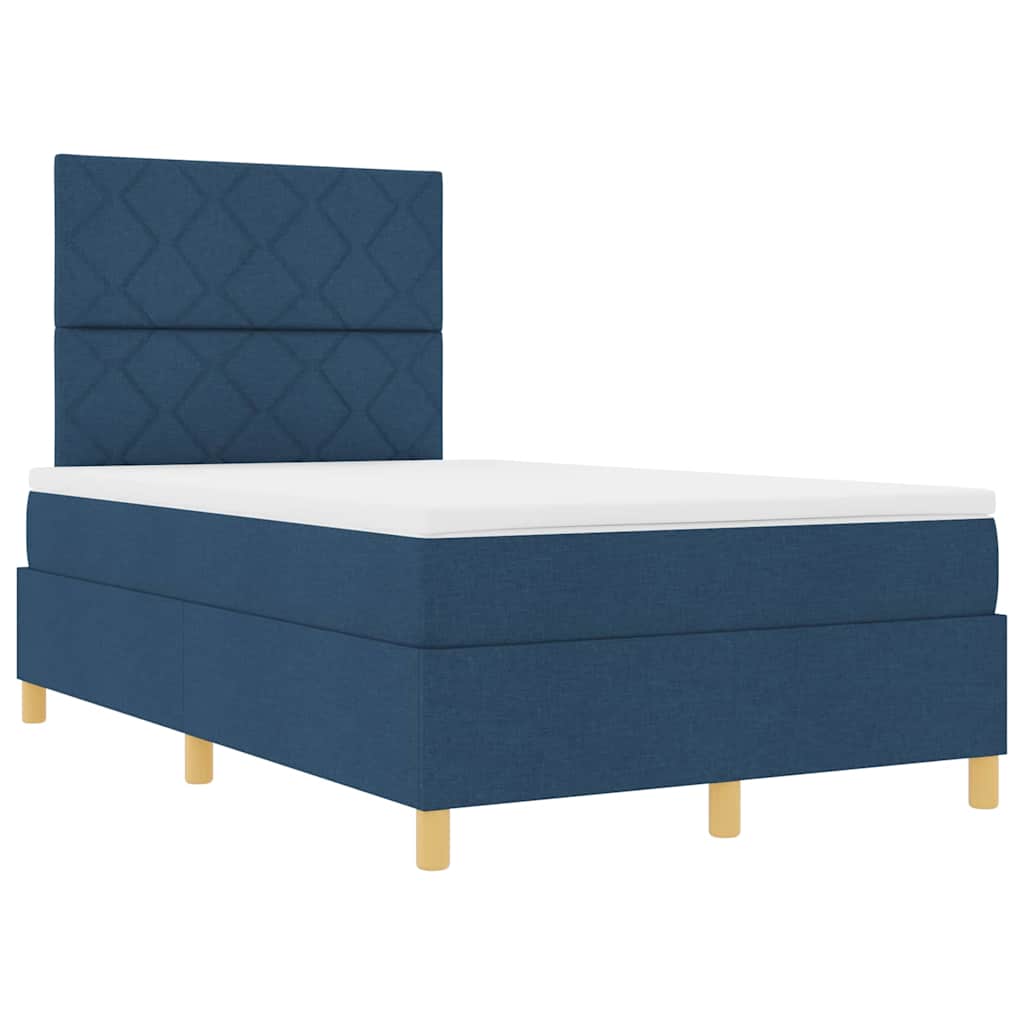 Box Spring Bed with Mattress and Headboard Blue 120 x 200 cm Fabric