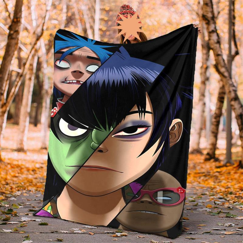 Gorillaz Flannel Blanket Soft Warm All-Season Throw, Design for Camping, Car Travel, Hiking Sofa, Bed, Office Perfect Gift for Parties