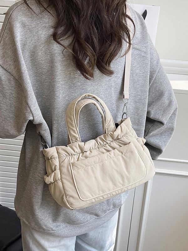 Nylon Tote Bag For Women With Zipper Closure And Mobile Pocket For Daily Use