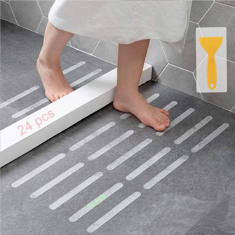 24pcs Anti-Slip Strips Safety Shower Treads Stickers Bathtub Non Slip Stairs Step Appliques Anti Skid Tape for Shower Tub Floor