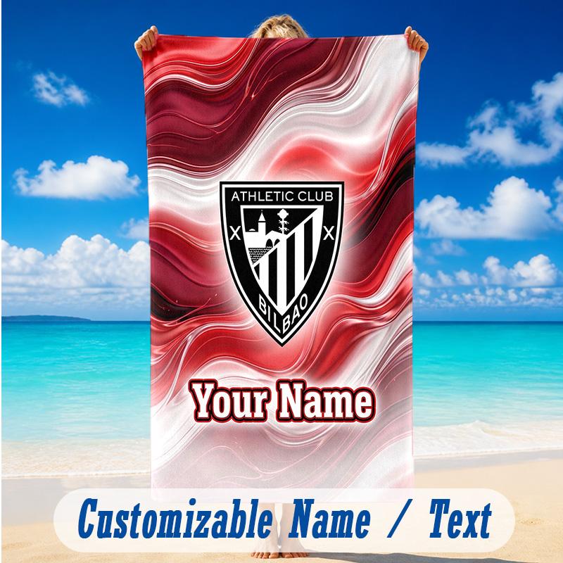Beach Towel Custom Name Text, Quick Dry Large Towel For Beach HomeAthletic Bilbao FC