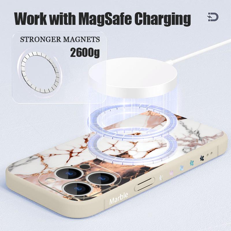 Luxury Sandstone Marble Pattern Case For iPhone 16 Pro Max Magnetic For Magsafe Soft Cover For iPhone 17 15 14 13 Pro Max 17E 16E