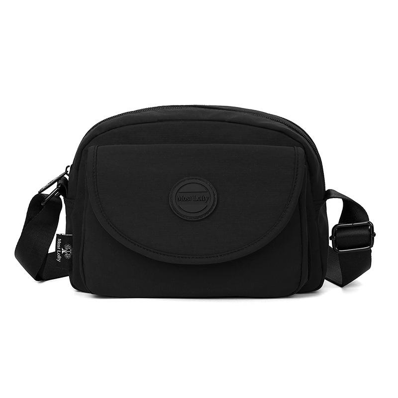 

Сумка-мушля Легка багатошарова сумка через плече Жіноча водовідштовхувальна нейлонова сумка на плече чорний