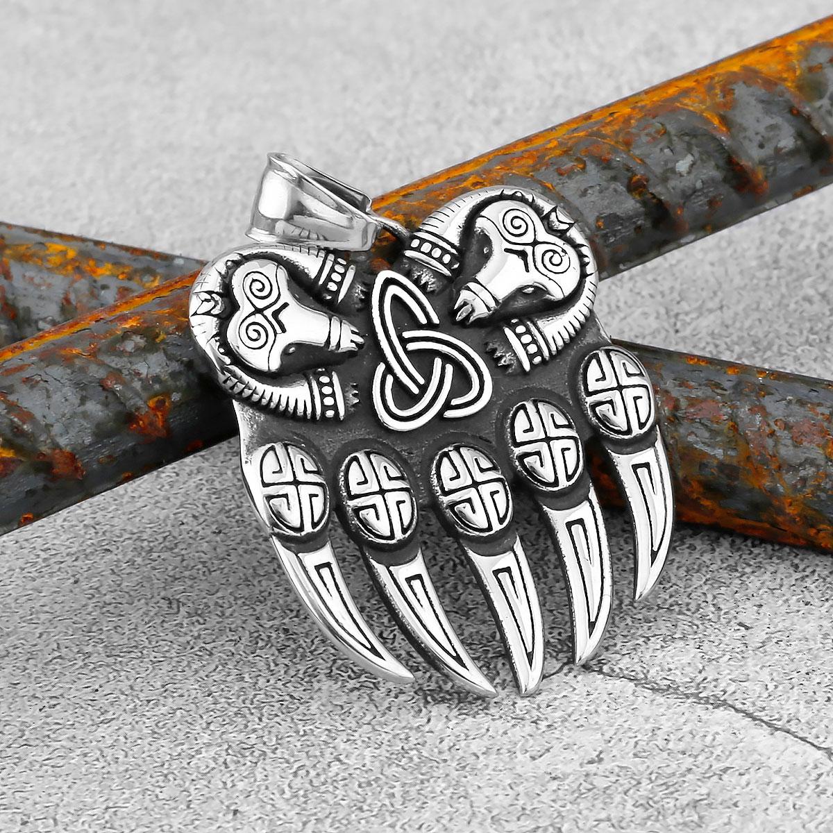 Скандинавская подвеска-ожерелье Череп Ворона Одина Готический Нержавеющая сталь Череп Ворона Компас Руна Ожерелье для Мужчин Панк-Украшения