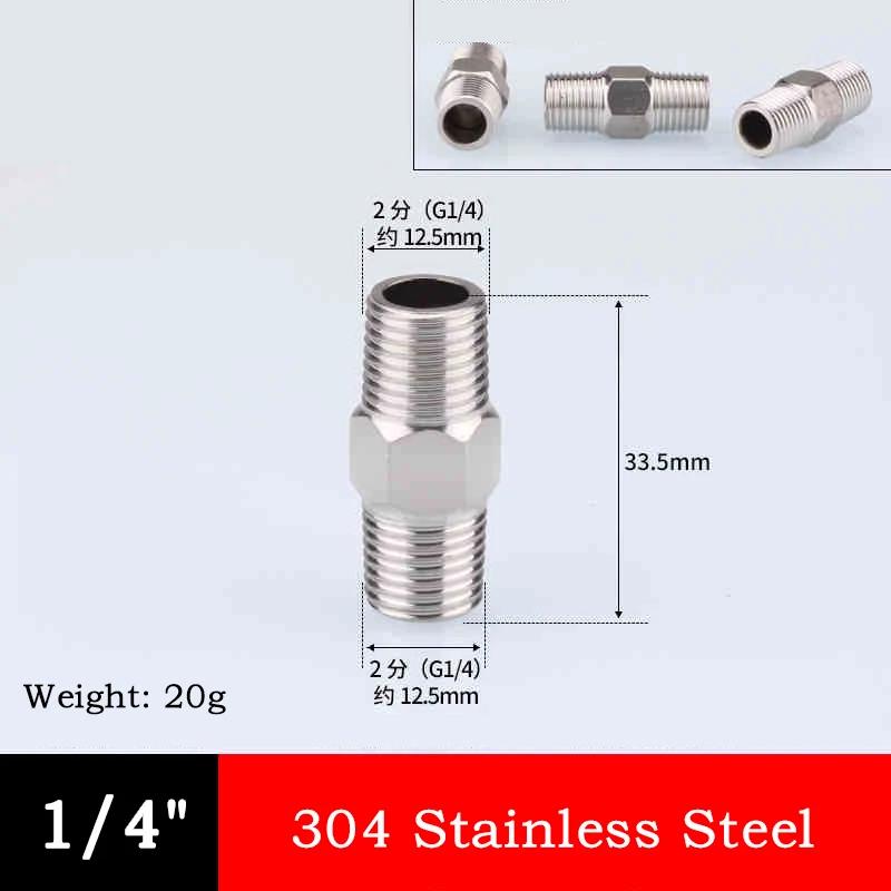 10pc 304 Stainless Steel Hexagonal Outer Wire Double Headed Straight Through Coupling Threaded Pipe Male Thread Hex Nipple Union