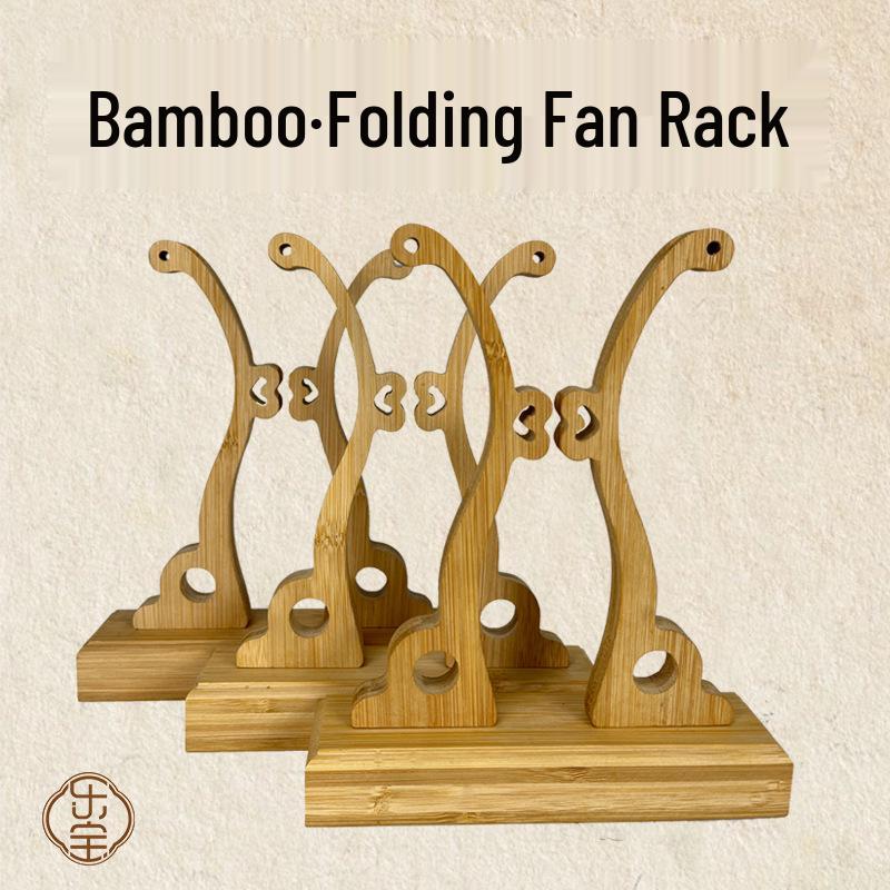 Wooden Lacquered Round Fan Display Stand – Ancient Style Festive Holder