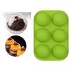 Round Silicone 6 Holes Semi-Sphere Non Stick Mold Cake Baking Mould Green