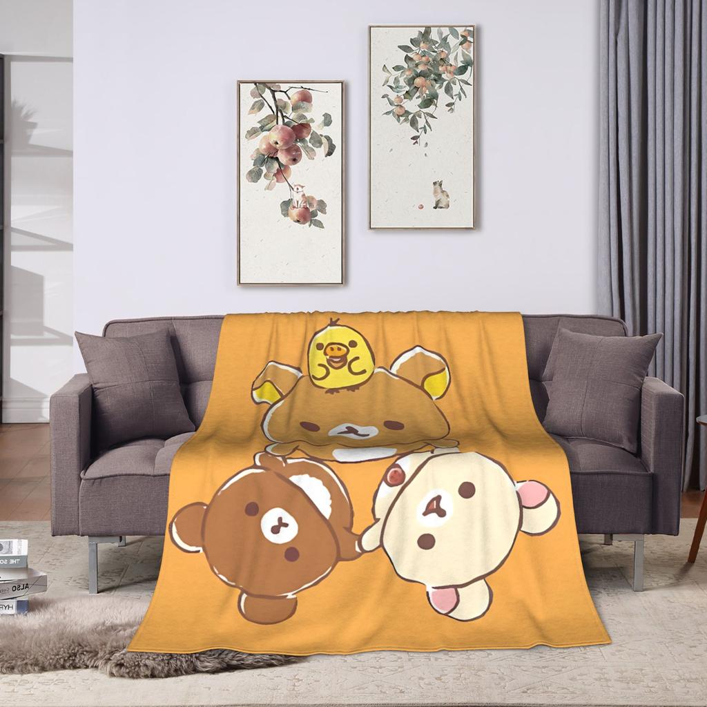 Rilakkumas and Friends Plush Blanket Kids Adult Flannel Bedding Throws For Home Decor Warm Soft Custom Quality Bedspread Gift