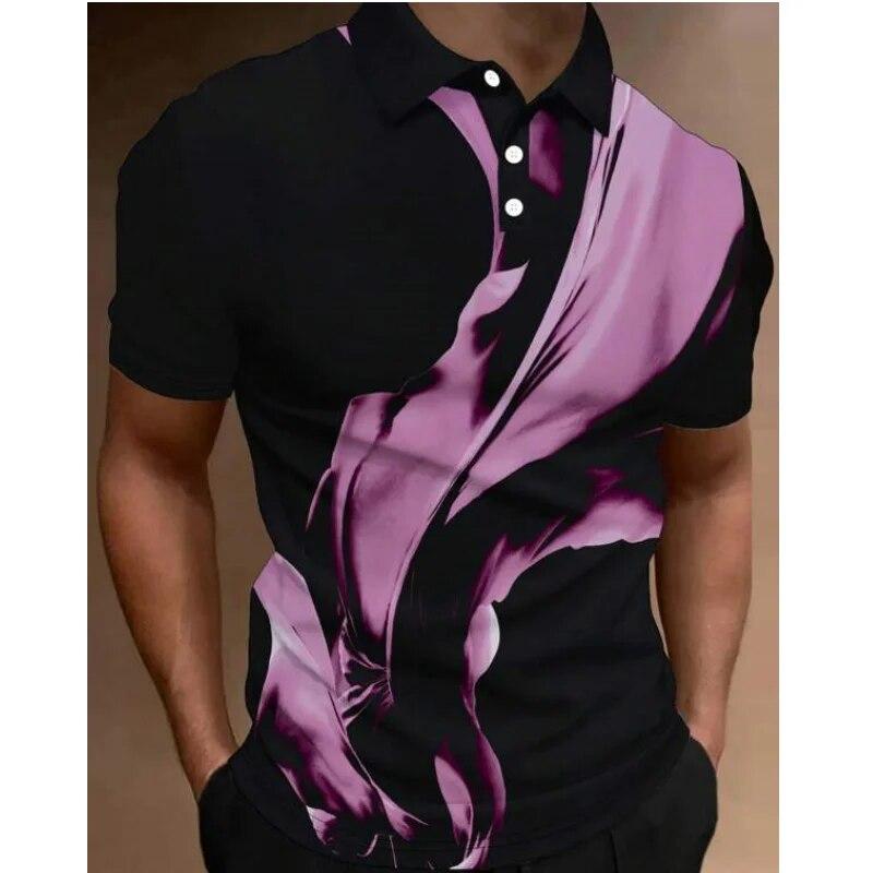 Fashion Men'S Polo Shirt 3d Silk Printed Summer Casual Short Sleeved Street Designer Oversized Shirt High-Quality Men'S Clothing