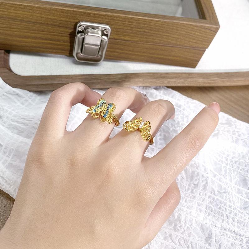 Medieval Butterfly Series Open Ring Niche Light Luxury High Sense Personalized Retro Ring Woman