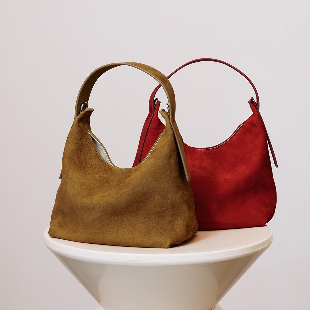 High-End Frosted Genuine Leather Cowhide Shoulder Bag - Women's Luxury Crossbody Tote Handbag