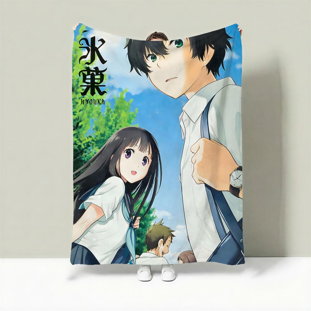 Anime H-Hyouka Throw Lightweight 240g Flannel Blanket Soft Skin-friendly for Summer Cooling 75X95CM