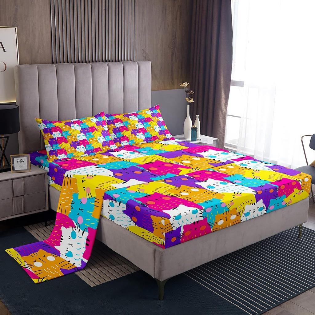 Cute Cartoon Panda Pattern Bed Hat Four-Piece Bedding Set Bedroom Dormitory Bedding Decoration