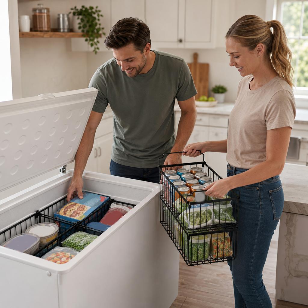 Freezer Storage Basket with Handles for Kitchen Freezer Organization, Wire for Food
