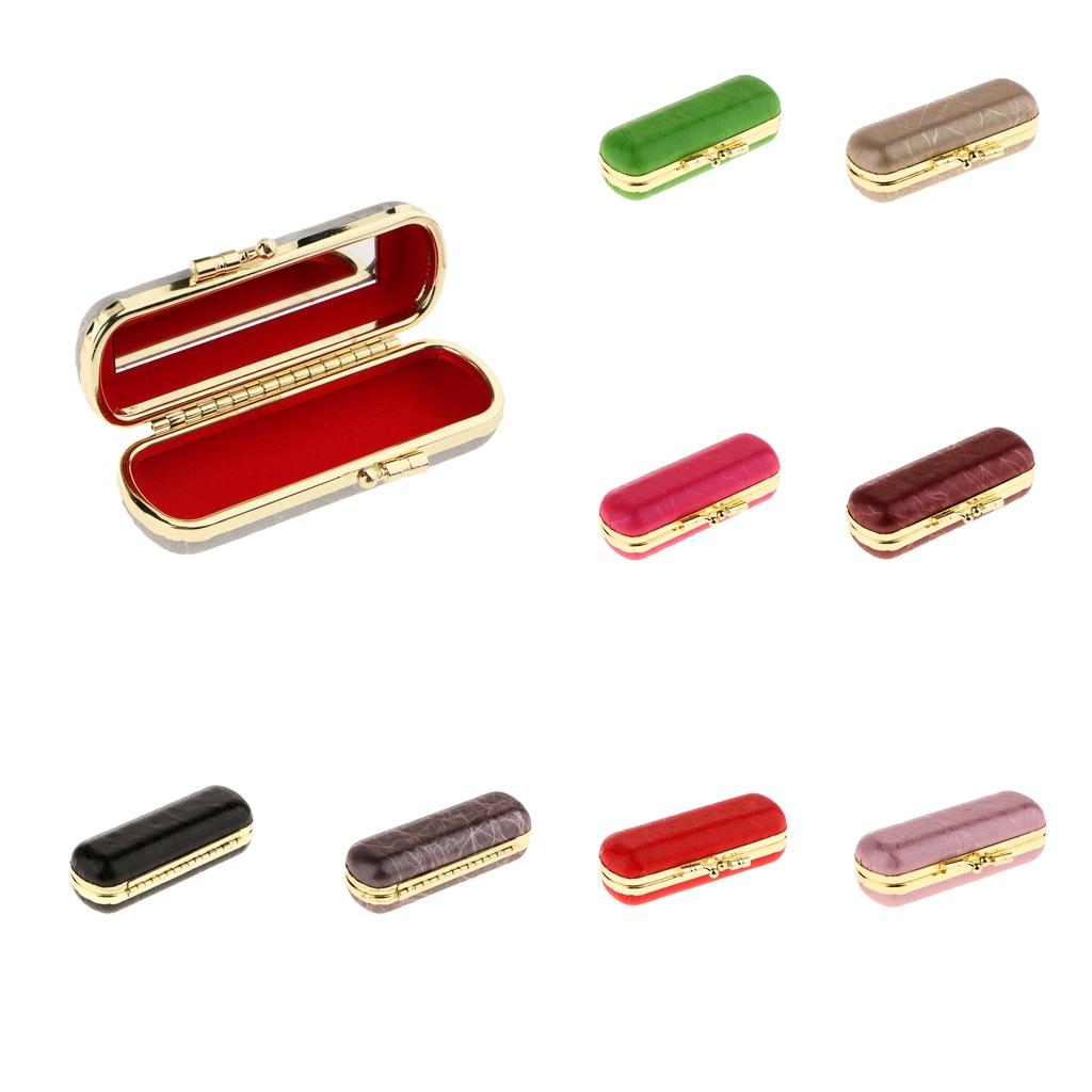 Empty Lipstick Case, Lipstick Box with Mirror and Snap Fastener