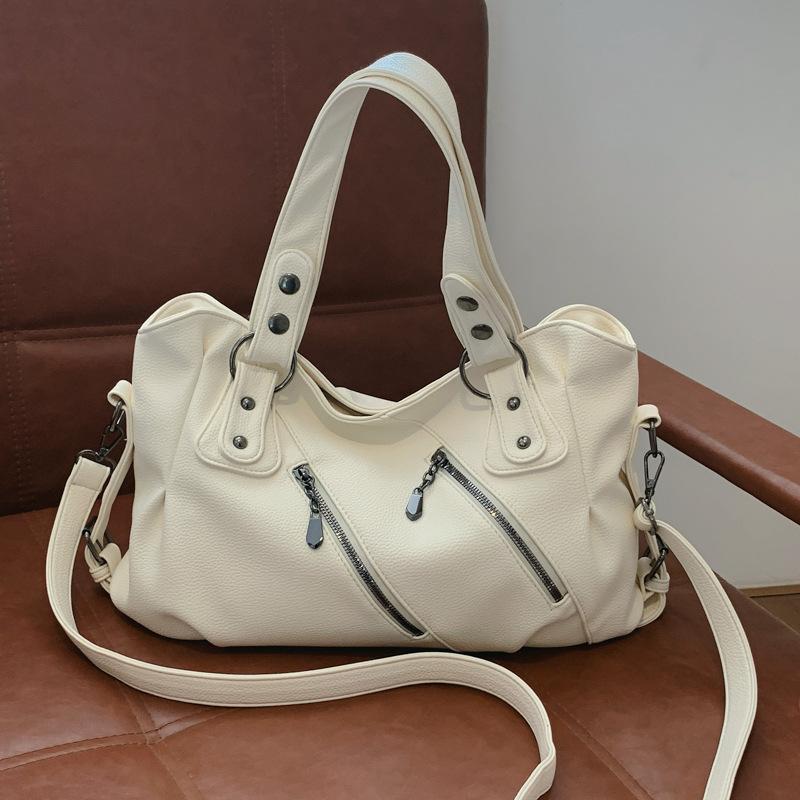 Shoulder Bag Women's 2 Large Capacity Commuter Crossbody Bag PU Portable Tote Bag