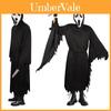 Costume di Halloween Scream Ghostface con Mantello in Misto Poliestere per Roleplay Personaggi Speciali Inclusi