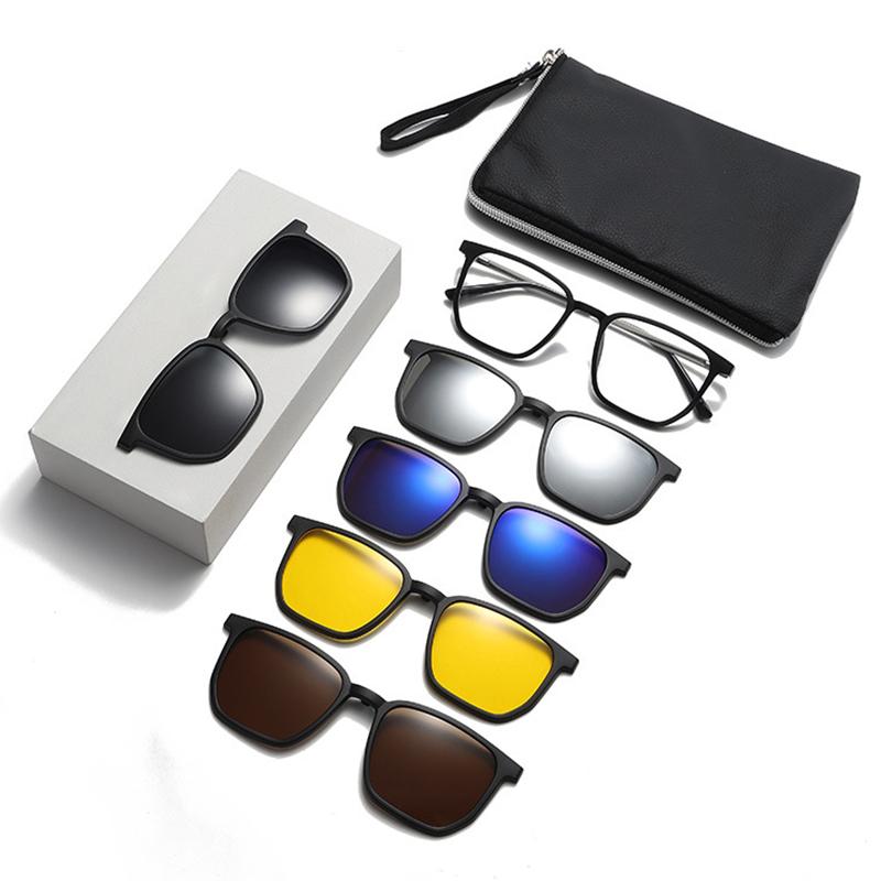 

New Magnetic Clip on Optical Myopia Glasses For Men Women 6 In 1 Fashion Polarized Sunglasses Prescription Nearsighted Glasses 0