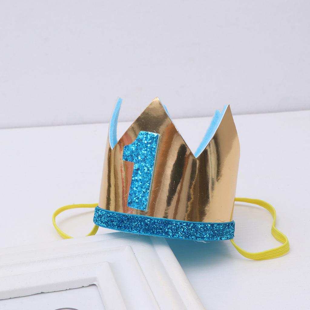 Sky-Blue Crown Hat Birthday Crown for Kids Party Hat Hairband Adorable Birthday Photo Prop Wedding Baby Shower Graduation