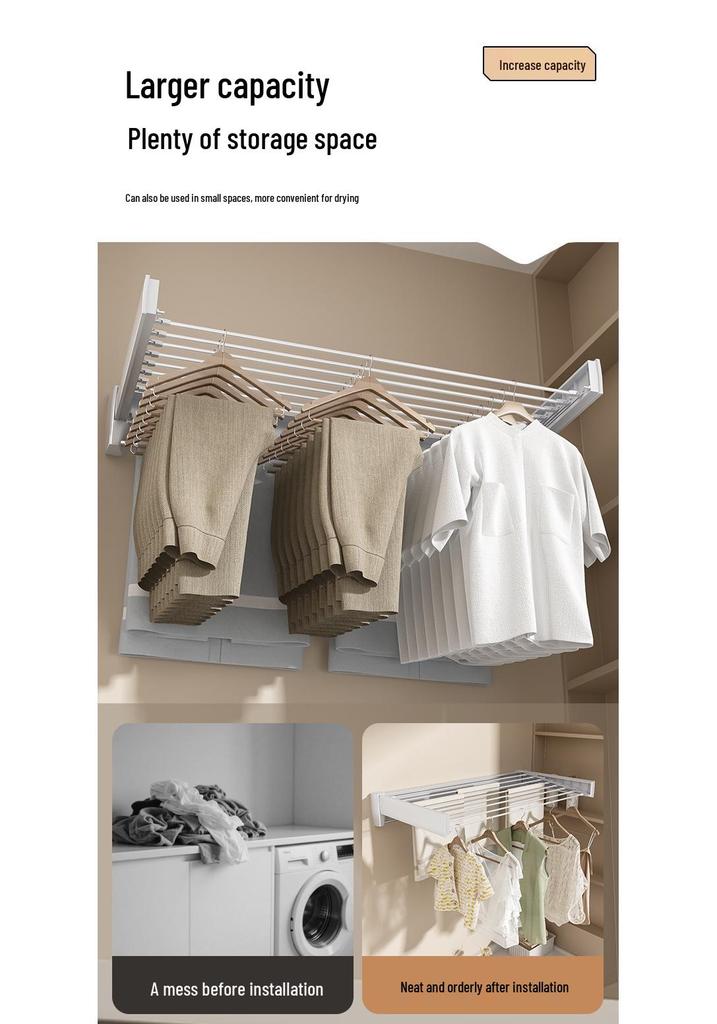 Invisible Wall-Mounted Bathroom & Balcony Towel and Clothes Drying Rack