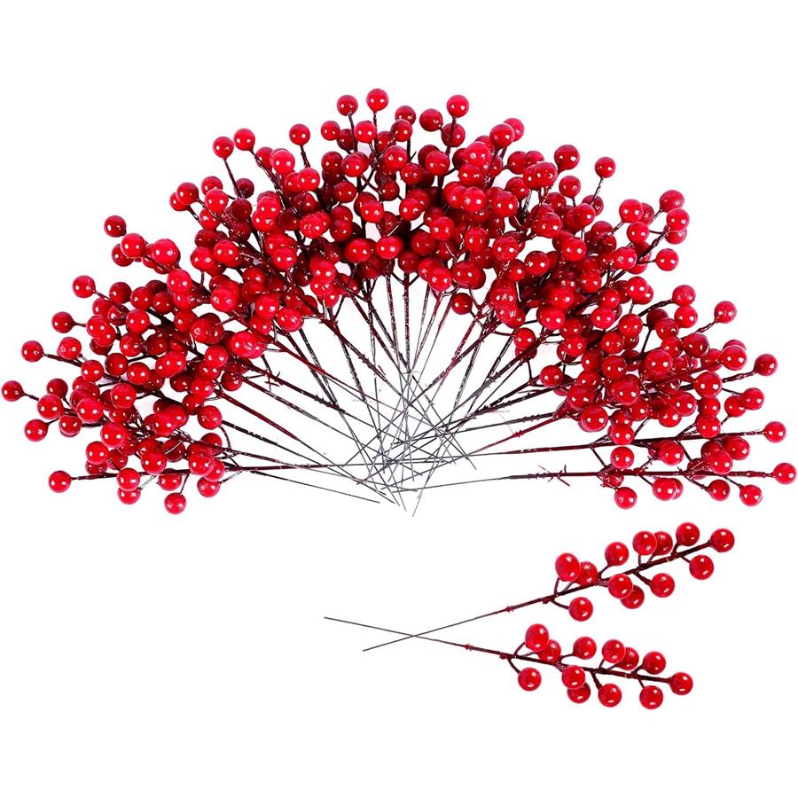 

Artificial plant Holly Red Fruit Festival Christmas tree wreath Home festival party Wedding Decor Diy gift accessory stage prop 5pcs красный