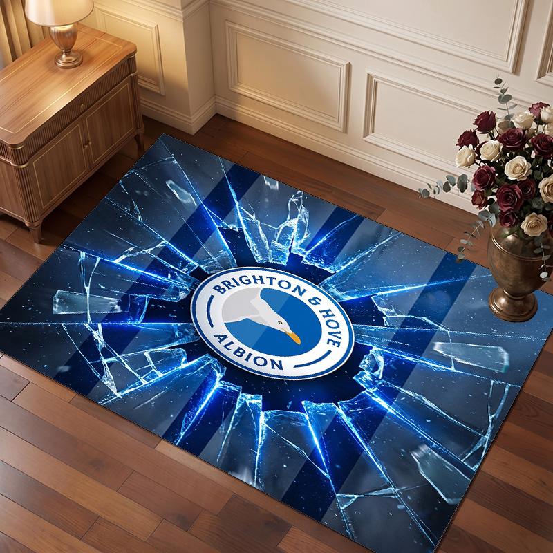 Brighton & Hove Albion Football Print Crystal Velvet Rug, Comfortable Water Absorbent Non Slip Indoor Floor Carpet