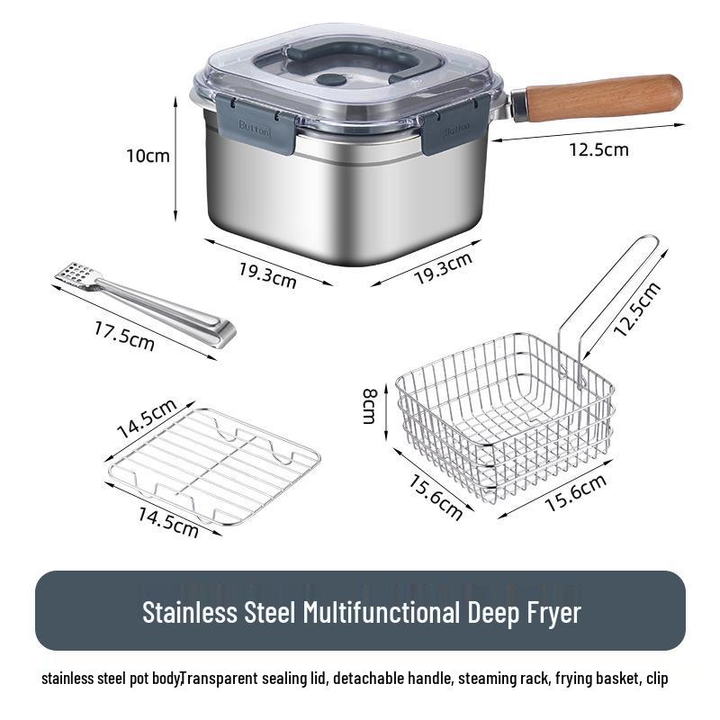 

304 Stainless Steel Portable Multifunctional Fryer & Fresh-Keeping Pot for Steaming & Heating Multifunctional Fryer Pot