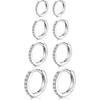 3 Pairs 925 Sterling Silver Small Hoop Earrings for Women Men | Cubic Zirconia, 14K White Gold Plated Huggie Hoop Earrings, Hypoallergenic