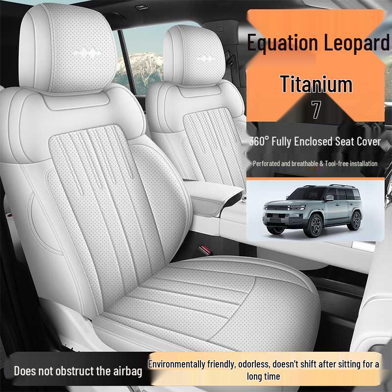 Equation Leopard Titanium Leather Car Seat Covers - Universal 7-Seater, Breathable & All-Season Cushion.