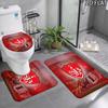 Brest Roots Printed 3Pcs Bathroom Mat Set, Bath Rug + Contour Mat + Toilet Lid Cover, Non-slip Absorbent Washable Bathroom Decor