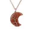 Handmade Winding Exquisite Little Moon Natural Stone Crystal Tree Of Life Pendant Necklace N570