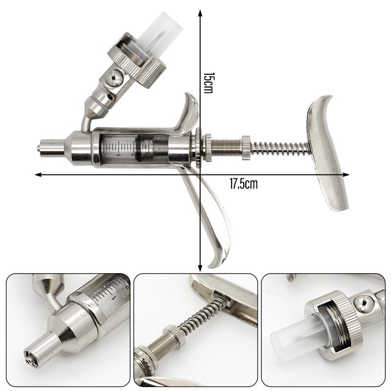 3ml Automatic Livestock Continuous Syringe Veterinary Equipment Stainless Steel Automatic Vaccination Gun for Cow Pig Sheep