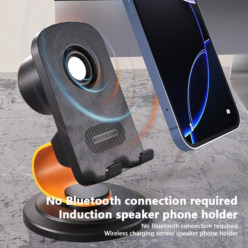 (3 In 1)Bluetooth Sensing 2 Mode Phone Holder Wireless Speaker Portable Surround Sound Subwoofer Boombox Tablet Brack Lazy Stand