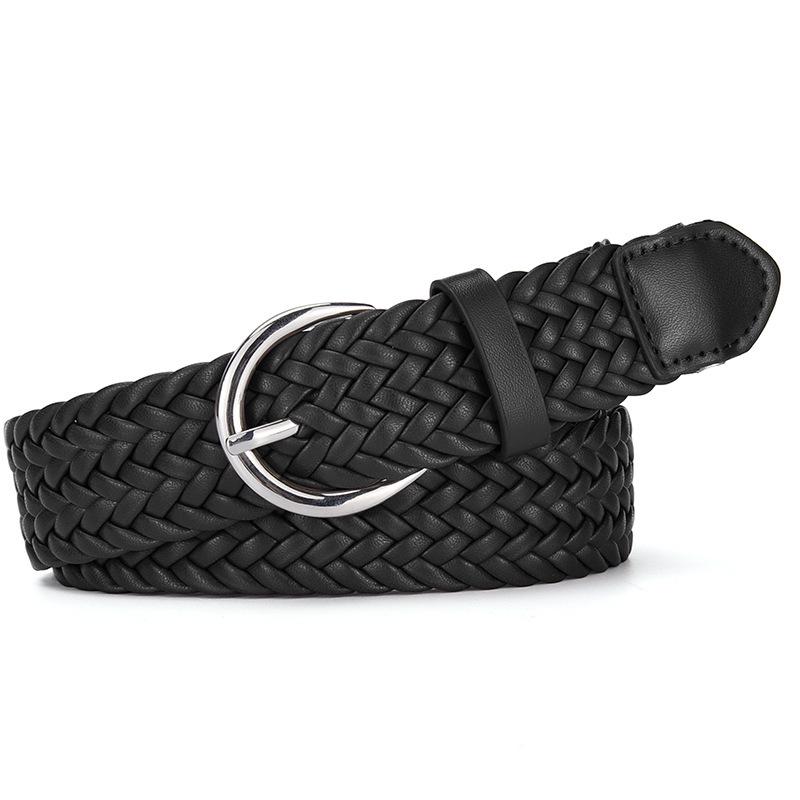 Retro Korean Style Women's Wide Leather Belt - Handmade, Versatile, Buckle-Free Woven Design for Dress & Pants