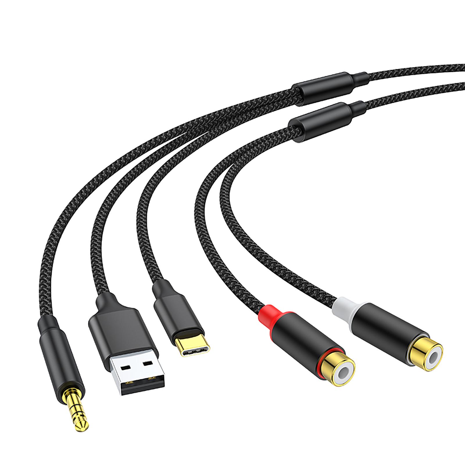 

3 in 1 Auditory Cable USB TypeC with 3.5mm to 2RCA Femele Adapter Enhances Sound Experience in Car and Theaters 1 чорний