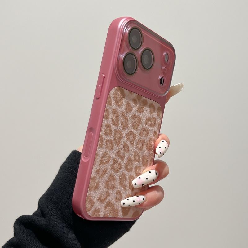 Luxury Shiny Leopard Print Large Camera Plating Case For iPhone 17 16 15 14 Pro Max Original Lens Glass Bumper Retro Cover Funda