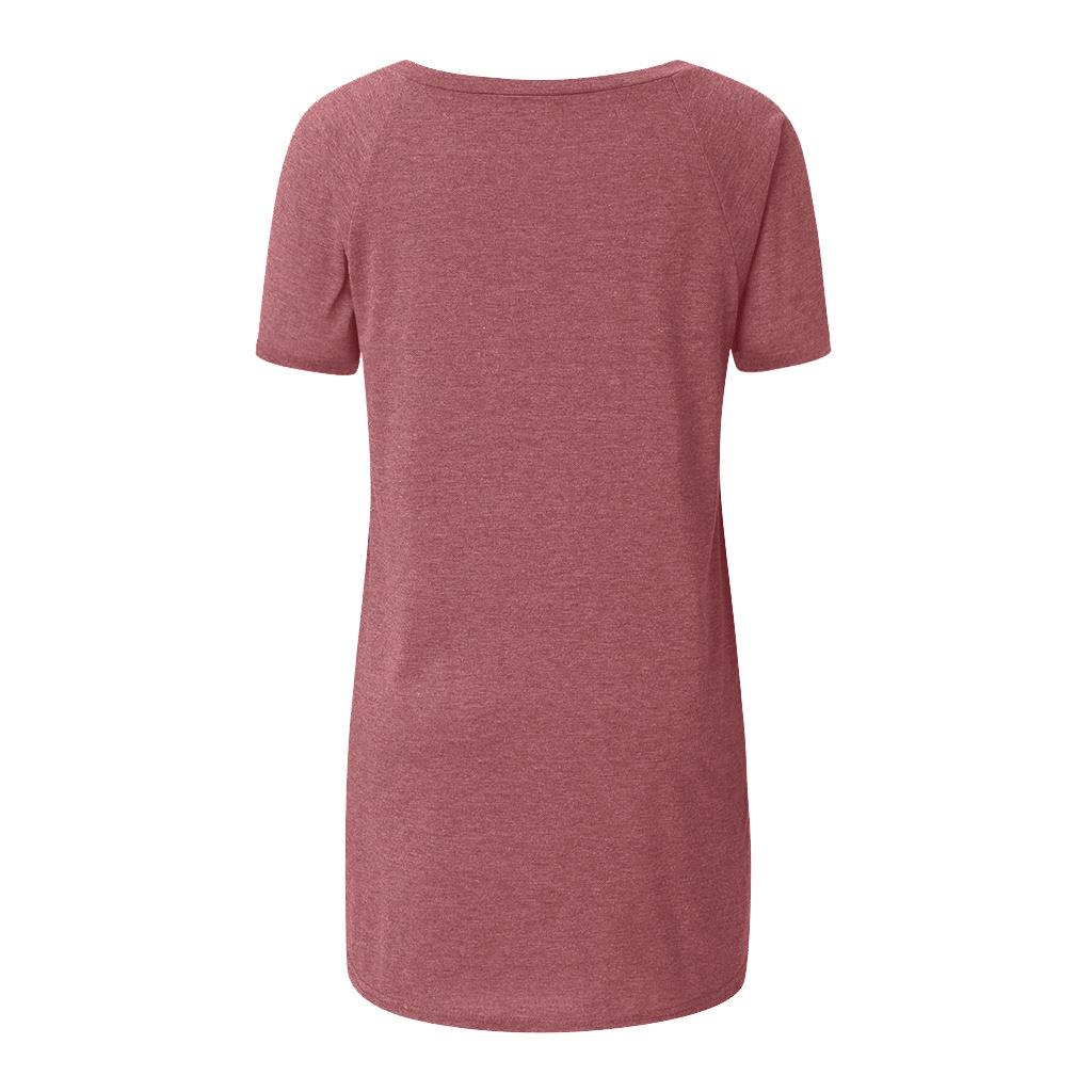 2022 Summer Casual Plus Size Round Neck Solid Color Loose Short Sleeve Printed T-Shirt