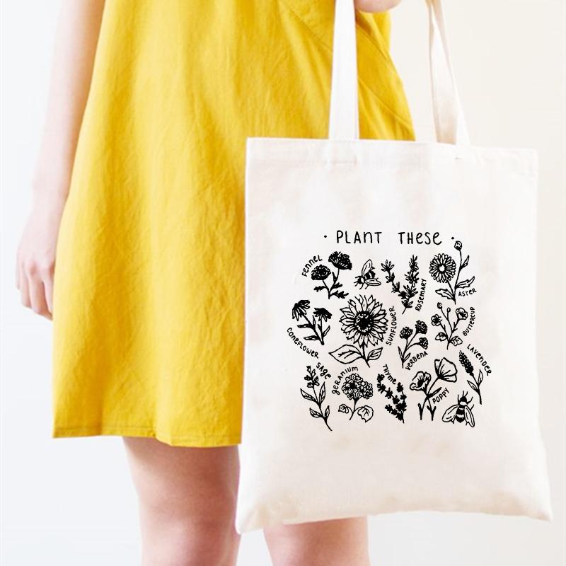 Buy 2021 Bag Female Flower Print Shoulder Bag Fashion Canvas Bags Eco