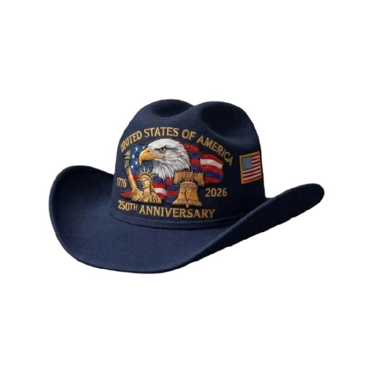 Fashionable Patriotic Embroidered Cowboy Hat Headwear Accessories For Holiday Gatherings And Outdoors adventure