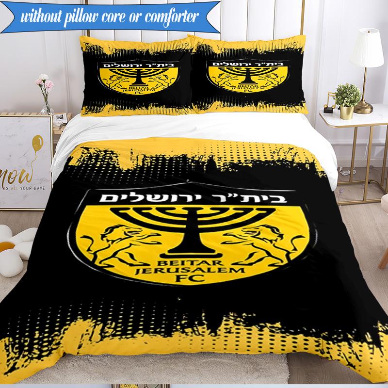 3PCS Beitar Jerusalem Football Club Printed Soft Bedding Set,Including 1pc Duvet Cover And 2pcs Pillowcases Perfect for Bedroom, Dormitory, Fan gift