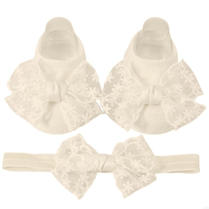 Lace Baby Floor Socks Headband Nor-Slip Step Socks Infant Walking Socks J60B