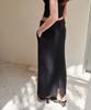 Eonmyuteu Semi Low Waisted Maxi Wool Skirt (Black)