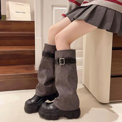 Buty damskie na płaskim obcasie do połowy łydki, buty typu Chelsea, modne buty na platformie, buty kowbojskie, nowe zimowe, designerskie buty motocyklowe, trendy, damskie Zapatos